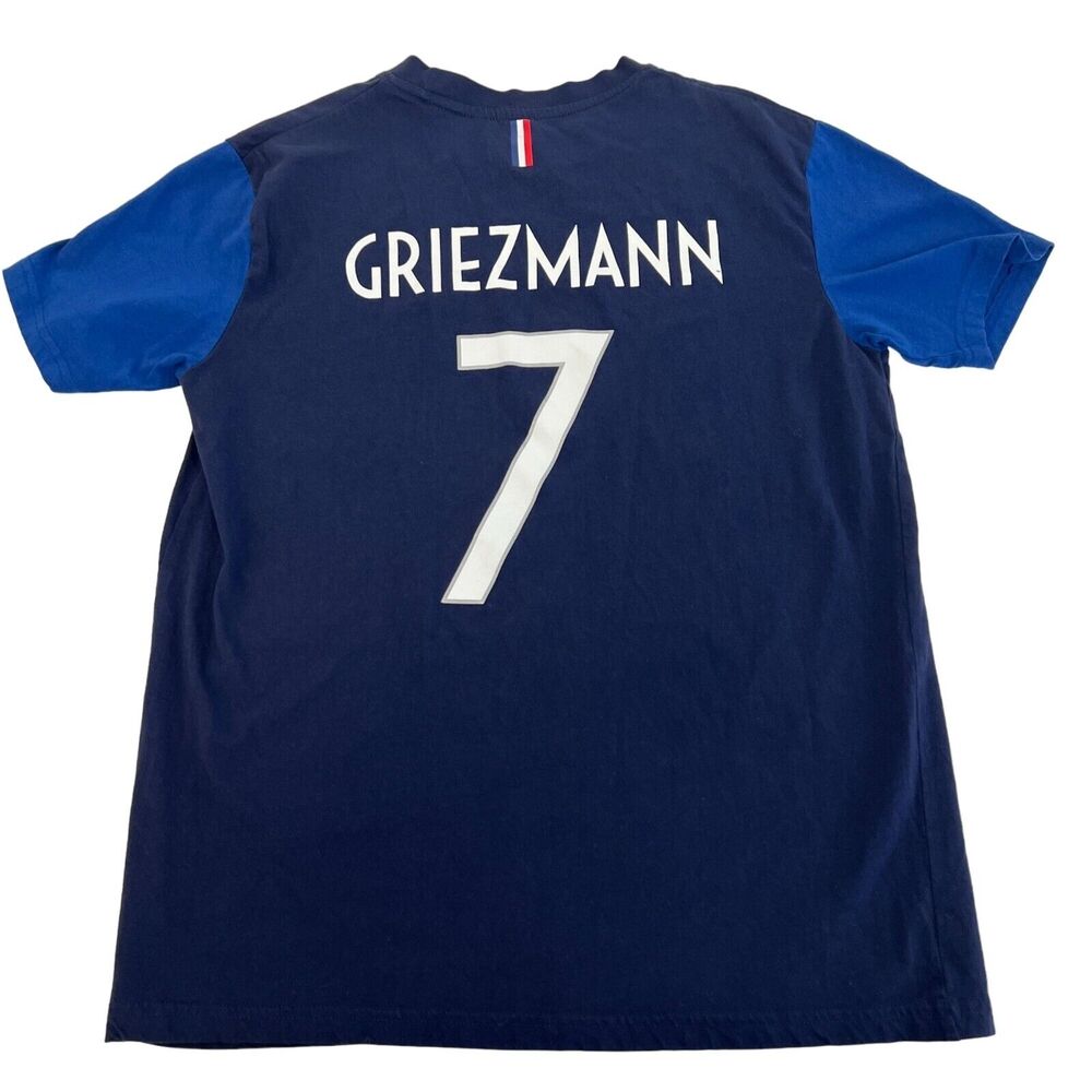 France FFF Soccer Jersey Griezmann #7 Blue Short Sleeve Cotton Weeplay L‎